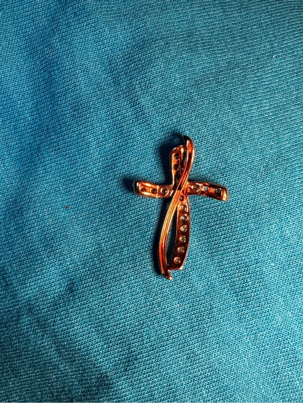 Gold and Crystal Cross Pendant Necklace - Women Jewelry - Picture 2 of 4